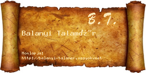 Balanyi Talamér névjegykártya